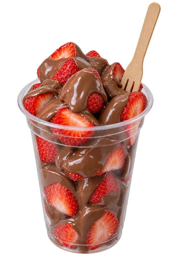 Erdbeerbecher mit Vollmilchschokolade